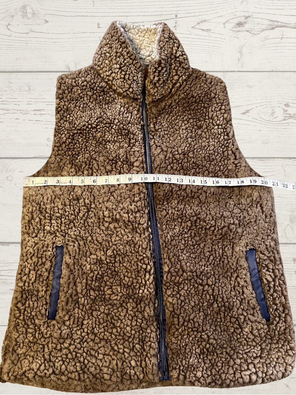 SIMPLY SOUTHERN Women's Brown Sherpa Fleece Vest Full Zip Cozy Outerwear Size L - Picture 12 of 14